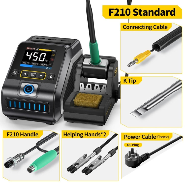 FNIRSI 200W Intelligent Constant Temperature Electric Soldering Iron Station, Set: US Plug F210 K Head - Electric Soldering Iron by FNIRSI | Online Shopping UK | buy2fix