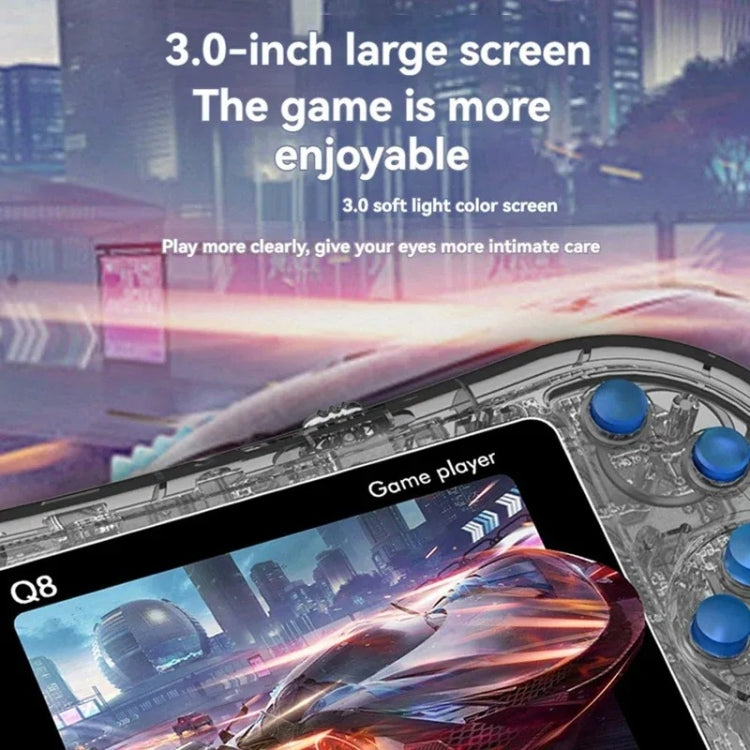 Q8 Handheld Game Console 3.0 Inch Screen Support TV Connection Built In 800 Games Singles Transparent Purple - Pocket Console by buy2fix | Online Shopping UK | buy2fix