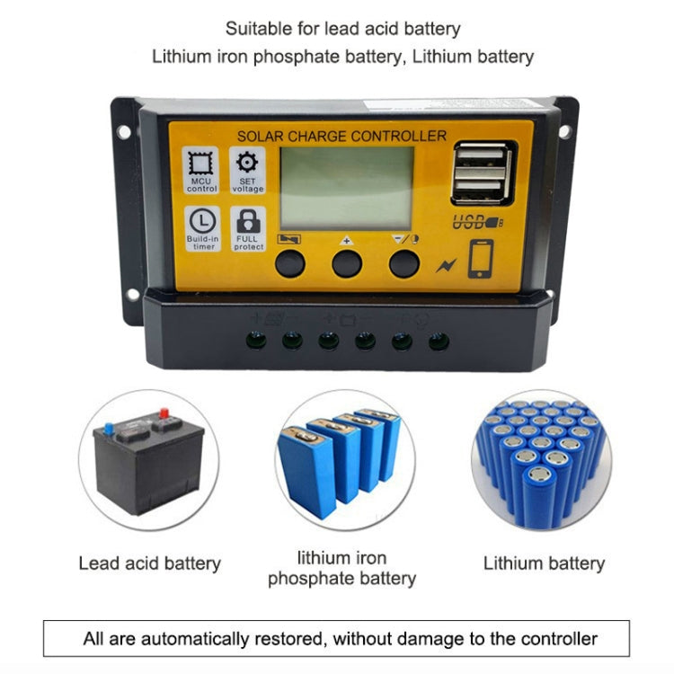 20A 12V/24V Simple Solar Controller Light Time Control Solar Panel Regulator Controller With USB - Others by buy2fix | Online Shopping UK | buy2fix