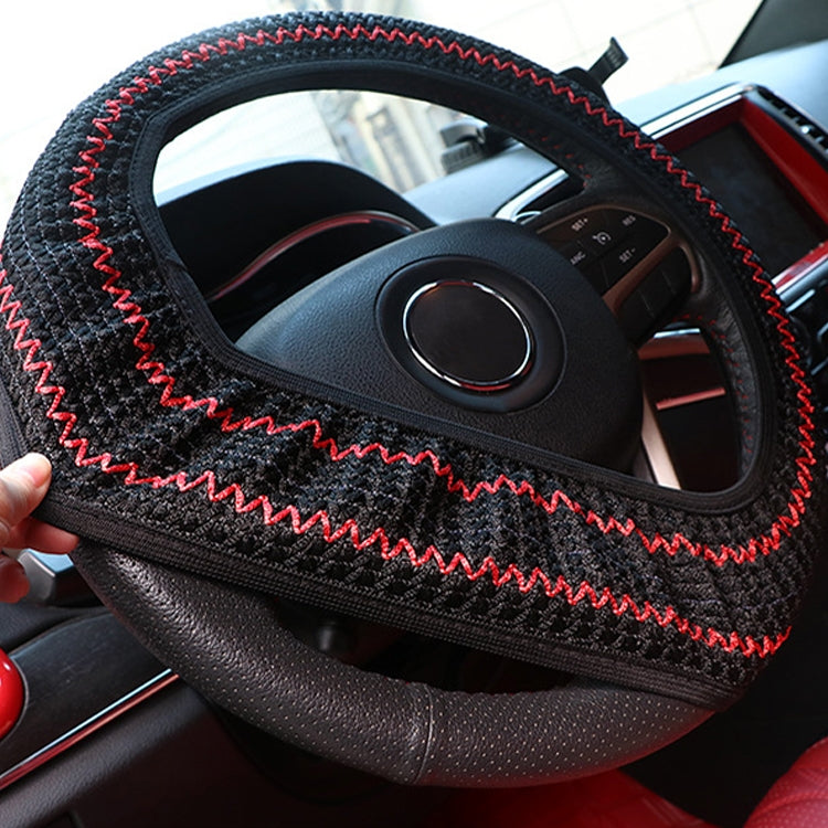 Universal Car Steering Wheel Ice Silk Non-slip Breathable Protective Cover(Red Black) - Steering Wheel Accessories by buy2fix | Online Shopping UK | buy2fix