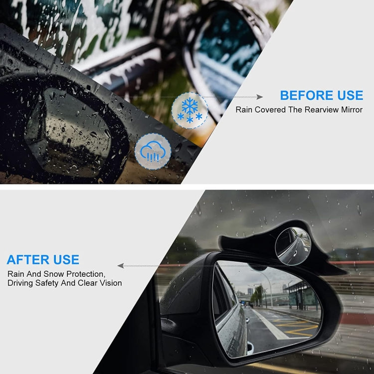 1pair Car Rearview Mirror Rain Eyebrow Blind Spot Reversing Round Mirror(Black) - Convex Mirror & Accessories by buy2fix | Online Shopping UK | buy2fix