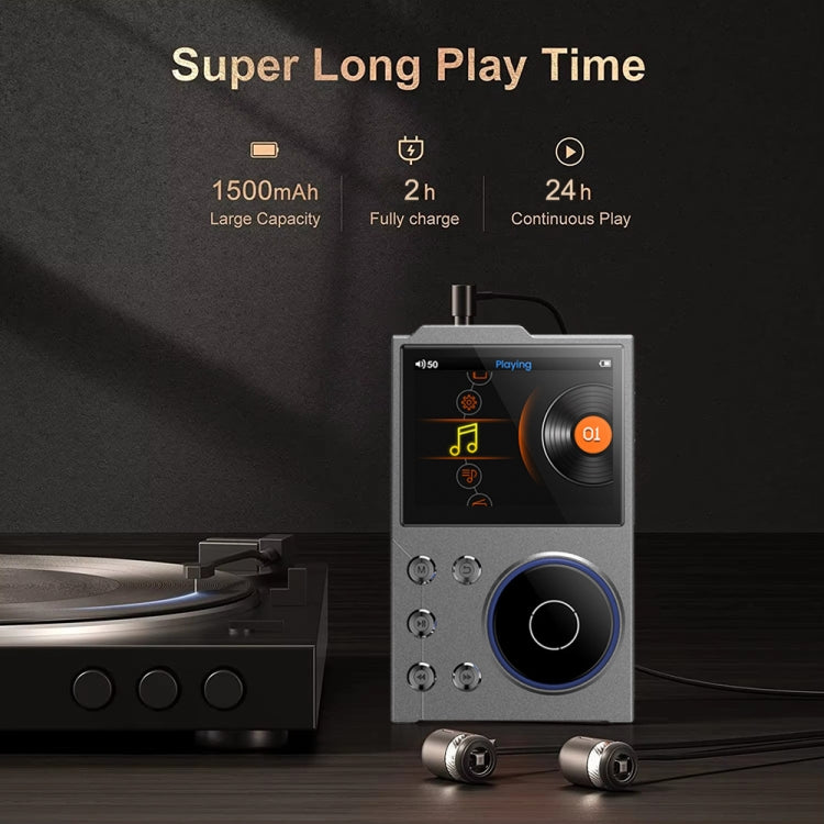 2.4 inch HIFI Bluetooth Music Player DSD256 Mastering Sound Quality Walkman, Memory: 16GB+16GB(Gray) - MP3 Player by buy2fix | Online Shopping UK | buy2fix