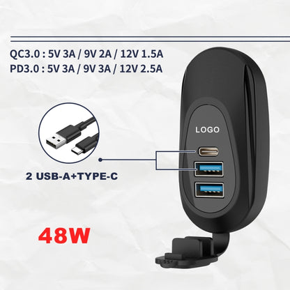 12-24V Bus Handlebar Installed USB Fast Charging Charger, Specifications: 2U+C 2.1A+2.1A+2.1A - DIY Modified Charger by buy2fix | Online Shopping UK | buy2fix