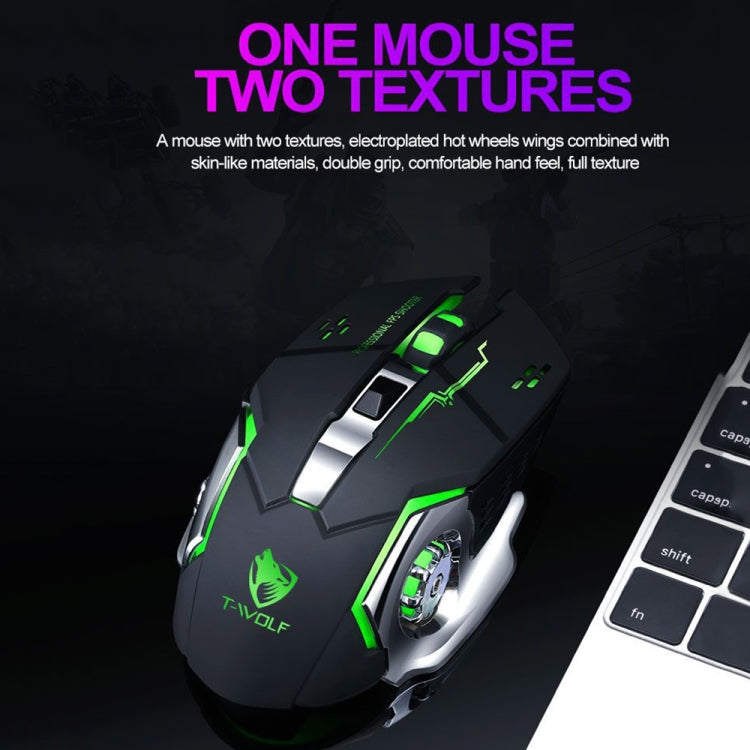 T-WOLF Q13 2.4GHz 6-keys RGB Colorful Light Gaming Wireless Mouse, Color: Dual Mode White - Wireless Mice by T-WOLF | Online Shopping UK | buy2fix