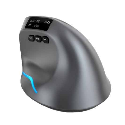 ZELOTES F-26C 8-Keys 2.4G+Bluetooth Dual-Mode LED Display Vertical Grip Wireless Mouse(Gray) - Wireless Mice by ZELOTES | Online Shopping UK | buy2fix