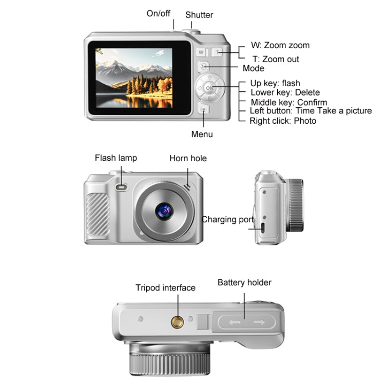 1080P HD Student Retro Digital Card Camera, Color: White+32G - Video Cameras by buy2fix | Online Shopping UK | buy2fix