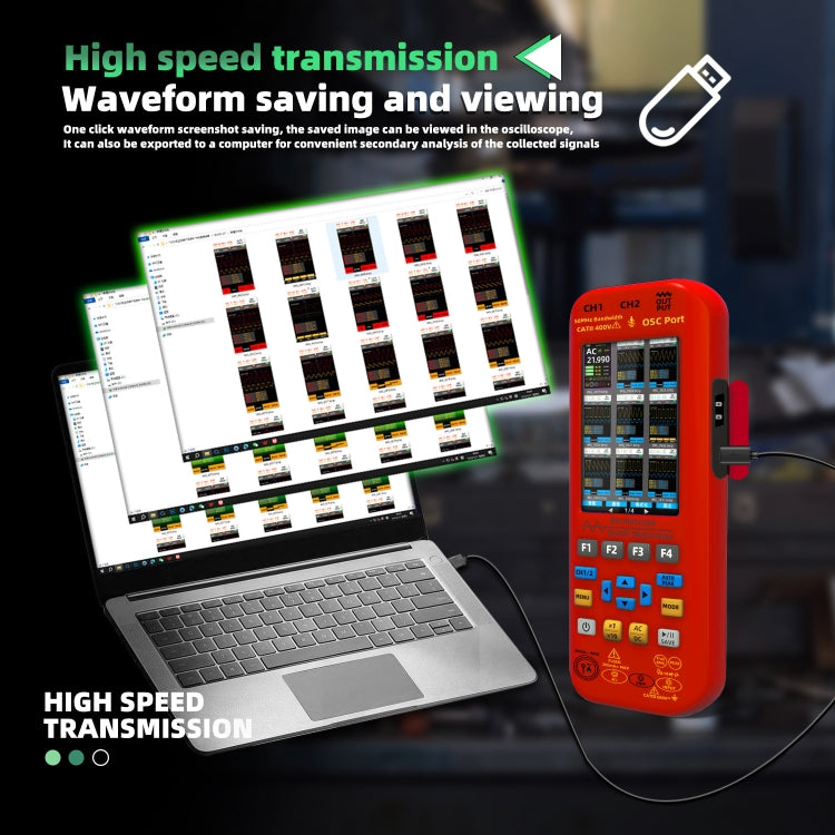 BSIDE O9 Digital Handheld Dual Channel 50MHz Oscilloscope Signal Source Multimeter, Spec: With Single Oscilloscope Probe (Red) - Digital Multimeter by BSIDE | Online Shopping UK | buy2fix