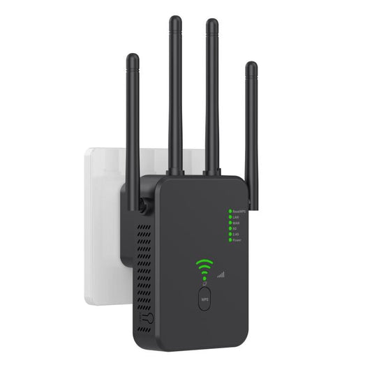 Urant U10 300Mbps 2.4G Wireless Repeater WiFi Signal Amplifier With 4 Antennas UK Plug Black - Broadband Amplifiers by Urant | Online Shopping UK | buy2fix