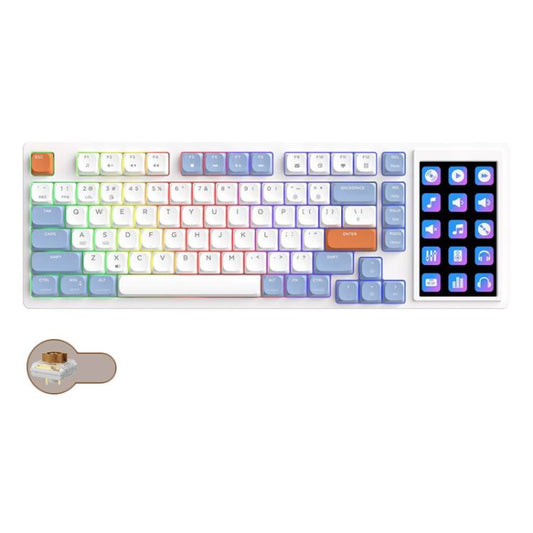 Ajazz AKP815 81 Keys Wired Mechanical Keyboard RGB Backlit LCD Screen Visual Programming Custom Driver Gaming Keyboard(Tea Axis Blue White Orange) - Wired Keyboard by Ajazz | Online Shopping UK | buy2fix