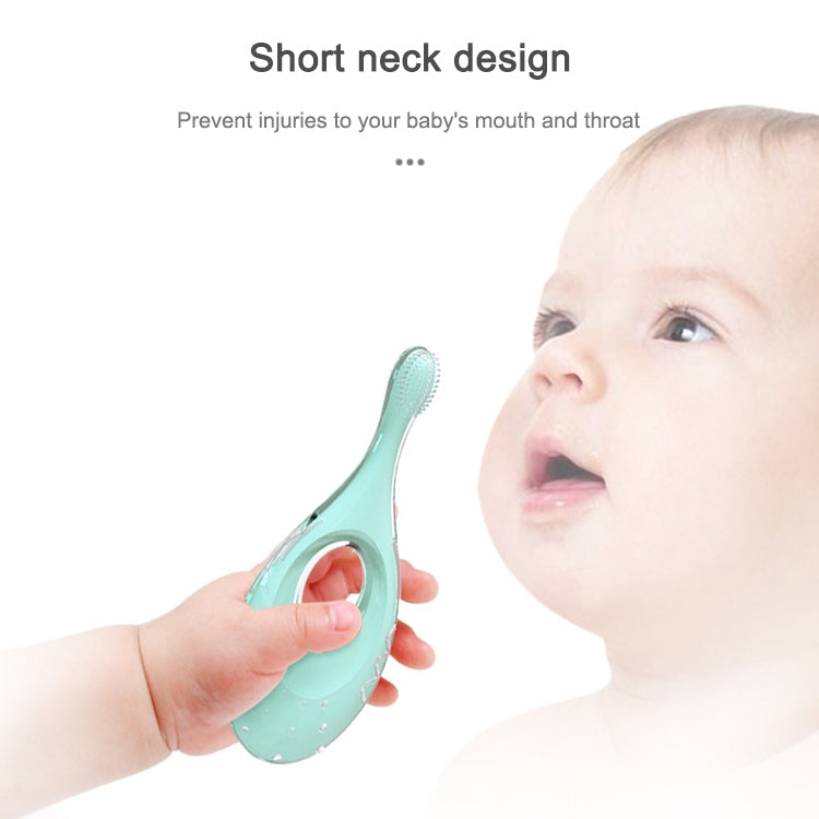 2-in-1 Baby Silicone Toothbrush Creative Baby Soft Hair Short Handle Short Neck Protector(Rose Red) - Baby Care by buy2fix | Online Shopping UK | buy2fix