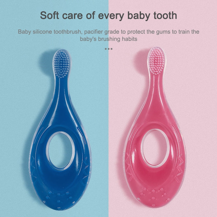 2-in-1 Baby Silicone Toothbrush Creative Baby Soft Hair Short Handle Short Neck Protector(Rose Red) - Baby Care by buy2fix | Online Shopping UK | buy2fix