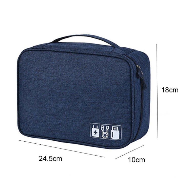 Digital Cable Bag Men Portable Travel Gadgets Pouch Power Cord Charger Headset Organizer(Navy) - Storage Bags by buy2fix | Online Shopping UK | buy2fix
