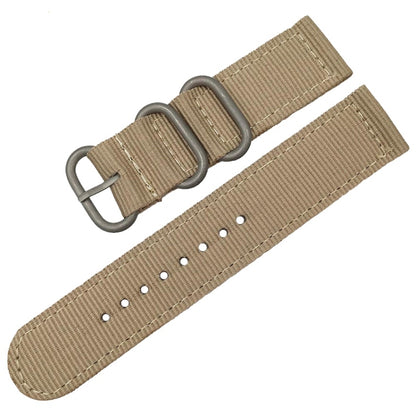 Washable Nylon Canvas Watchband, Band Width:20mm(Khaki with Silver Ring Buckle) - Watch Accessories & Parts by buy2fix | Online Shopping UK | buy2fix