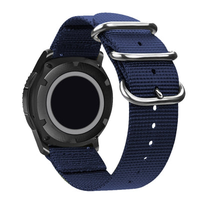 Washable Nylon Canvas Watchband, Band Width:22mm(Dark Blue with Silver Ring Buckle) - Watch Accessories & Parts by buy2fix | Online Shopping UK | buy2fix