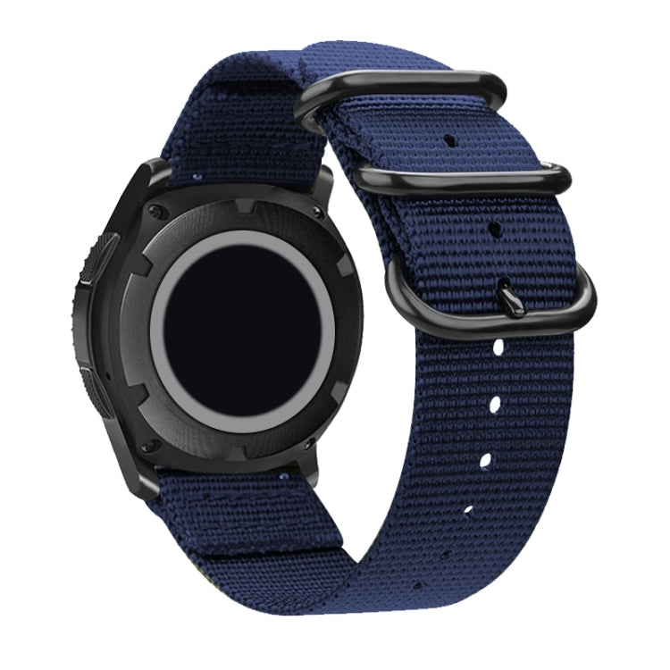 Washable Nylon Canvas Watchband, Band Width:24mm(Dark Blue with Black Ring Buckle) - Watch Accessories & Parts by buy2fix | Online Shopping UK | buy2fix