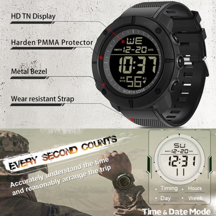 TANK North Edge Men Fashion Professional Military Army Outdoor Sport Waterproof Running Swimming Smart Digital Watch(Black) - Sport Watches by NORTH EDGE | Online Shopping UK | buy2fix