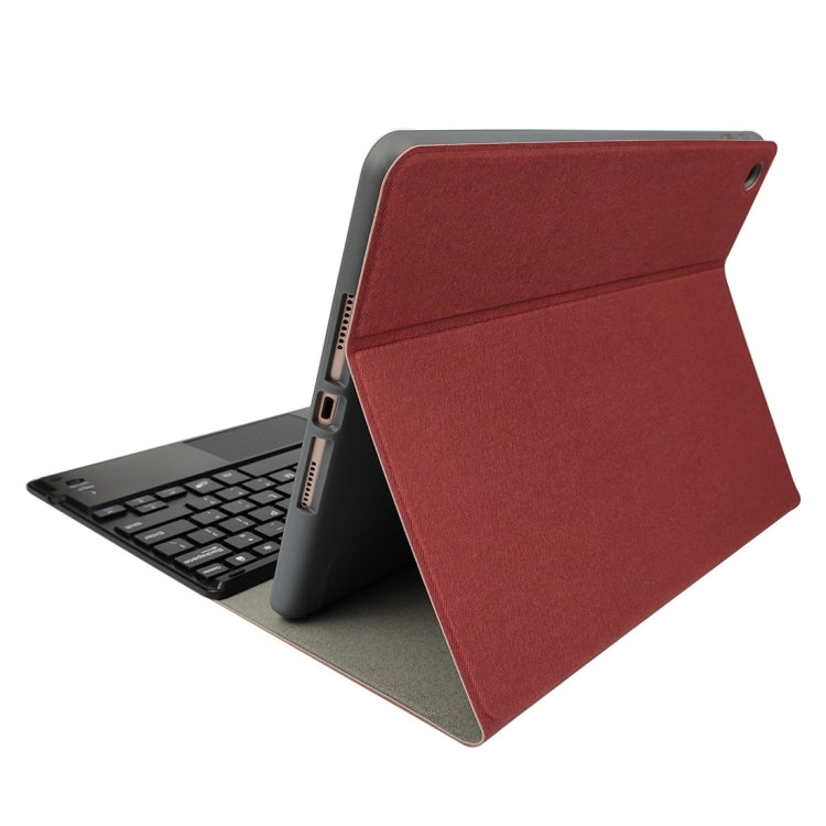 RK109C Detachable Magnetic Plastic Bluetooth Keyboard with Touchpad + Silk Pattern TPU Tablet Case for iPad Air 2020, with Pen Slot & Bracket(Red) - For iPad Air by buy2fix | Online Shopping UK | buy2fix