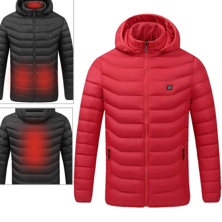 USB Heated Smart Constant Temperature Hooded Warm Coat for Men and Women (Color:Red Size:XXXXL) - Down Jackets by buy2fix | Online Shopping UK | buy2fix