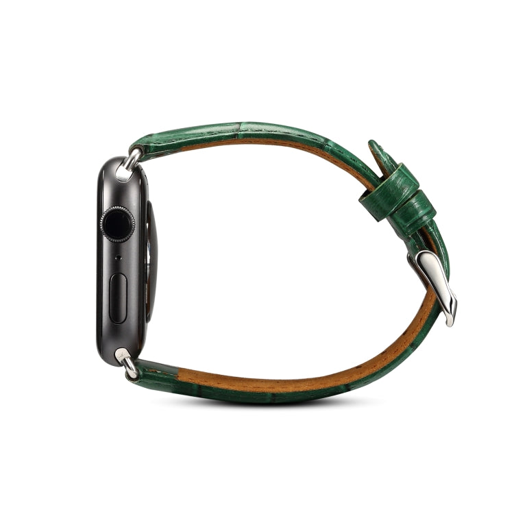 Denior Crocodile Grain Watch Cowhide Leather Watch Band for Apple Watch Series 7 45mm / 6 & SE & 5 & 4 44mm / 3 & 2 & 1 42mm (Green) - Watch Bands by Denior | Online Shopping UK | buy2fix