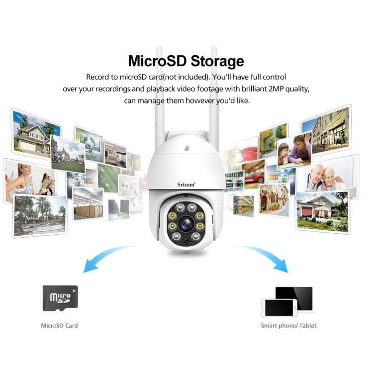 Sricam SP028 1080P HD Outdoor PTZ Camera, Support Two Way Audio / Motion Detection / Humanoid Detection / Color Night Vision / TF Card, UK Plug - Security by Sricam | Online Shopping UK | buy2fix