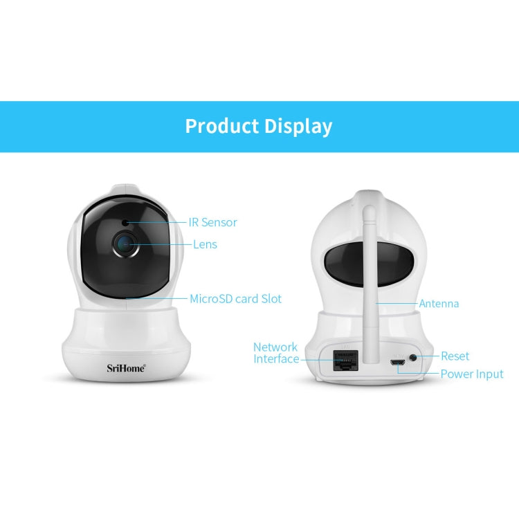 SriHome SH020 3.0 Million Pixels 1296P HD AI IP Camera, Support Two Way Talk / Auto Tracking / Humanoid Detection / Night Vision / TF Card, AU Plug - Security by SriHome | Online Shopping UK | buy2fix