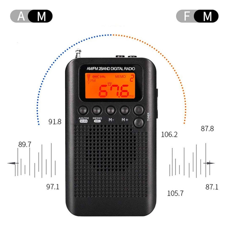 HRD-104 Mini Portable FM + AM Two Band Radio with Loudspeaker(Black) - Consumer Electronics by buy2fix | Online Shopping UK | buy2fix