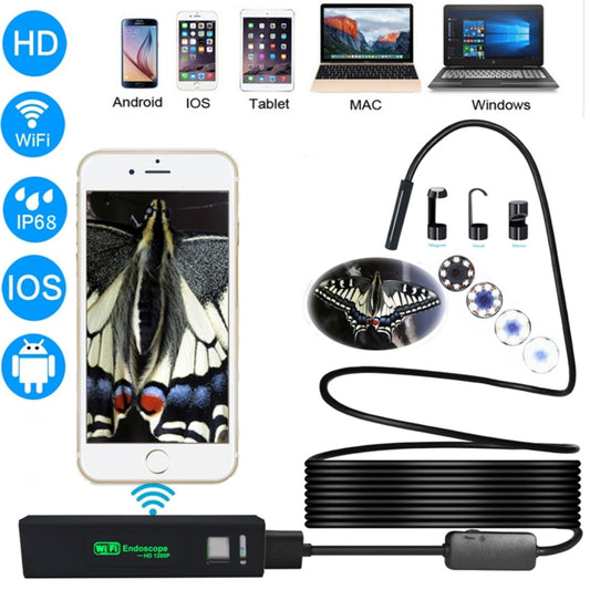 2.0MP HD Camera WiFi Endoscope Snake Tube Inspection Camera with 8 LED, Waterproof IP68, Lens Diameter: 8mm, Length: 5m, Hard Line - Consumer Electronics by buy2fix | Online Shopping UK | buy2fix
