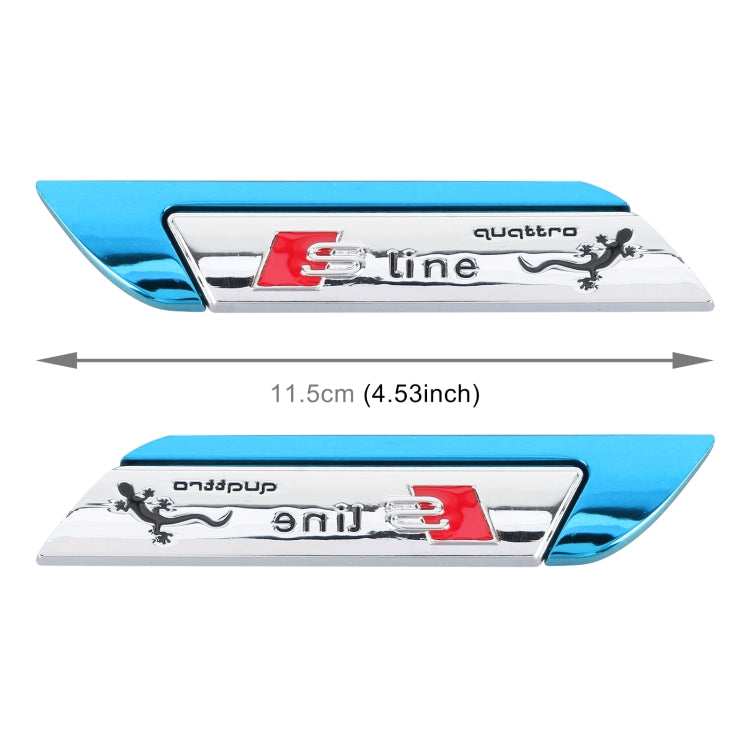 1 Pair Car S Line Personalized Aluminum Alloy Decorative Stickers, Size: 11.5 x 2.5 x 0.5cm (Blue) - 3D Metal Sticker by buy2fix | Online Shopping UK | buy2fix