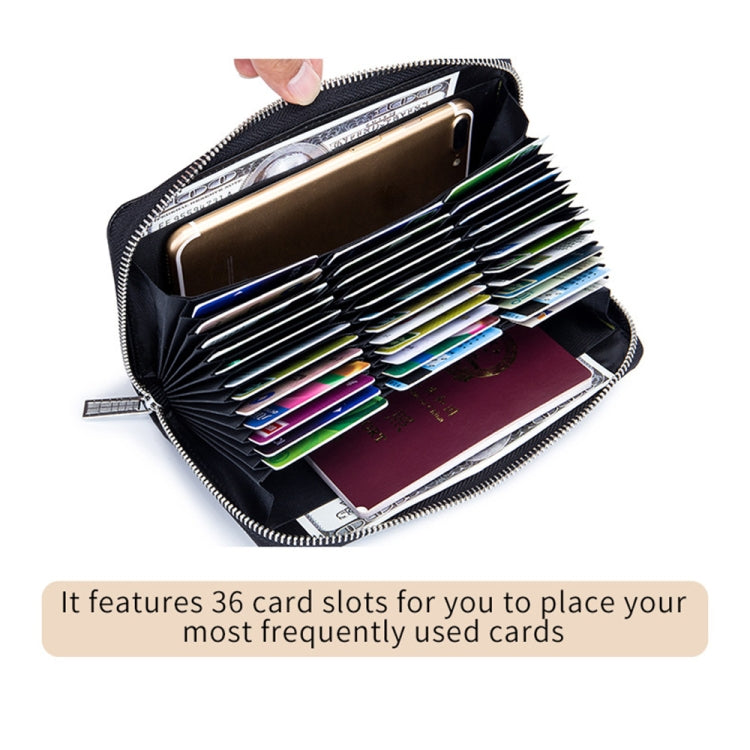 Two-Layer Cowhide Leather Organ Card Holder Multiple-Card RFID Anti-Theft Wallet Bag(Pink Purple) - Antimagnetic RFID Package by buy2fix | Online Shopping UK | buy2fix