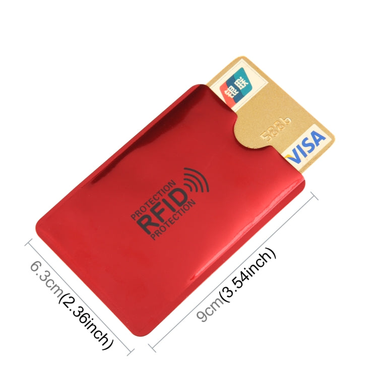 100pcs Aluminum Foil RFID Blocking Credit Card ID Bank Card Case, Size: 9 x 6.3cm (Red) - Antimagnetic RFID Package by buy2fix | Online Shopping UK | buy2fix