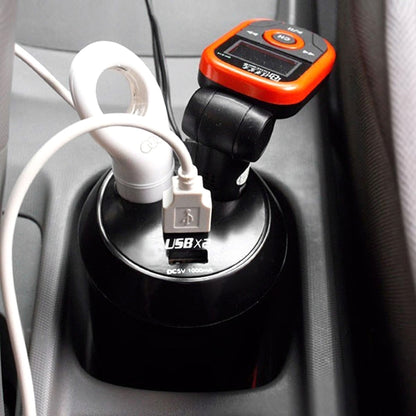 5V 1A+2.4A Two USB Ports & Two Car Cigarette Lighter Socket Car Charger with Holder Function - Cigar Socket by buy2fix | Online Shopping UK | buy2fix