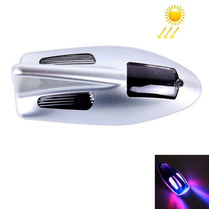 Solar Colorful Light Anti Collision Shark Fin Car Taillight LED Flash Warning Light Caution Light(Silver) - Warning Lights by buy2fix | Online Shopping UK | buy2fix