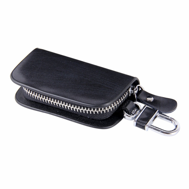 Universal Leather Wood Grain Texture Waist Hanging Zipper Wallets Key Holder Bag (No Include Key)(Black) - Car Key Cases by buy2fix | Online Shopping UK | buy2fix