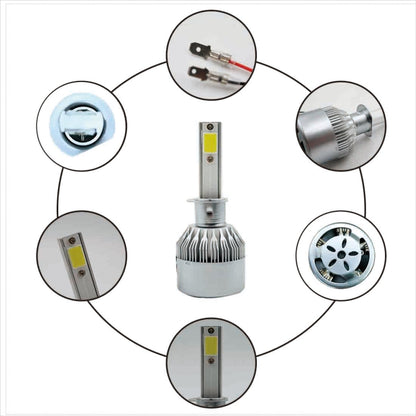 2 PCS C9 H1 18W 1800LM 6000K Waterproof IP68 Car Auto LED Headlight with 2 COB LED Lamps, DC 9-36V(White Light) - LED Headlamps by buy2fix | Online Shopping UK | buy2fix