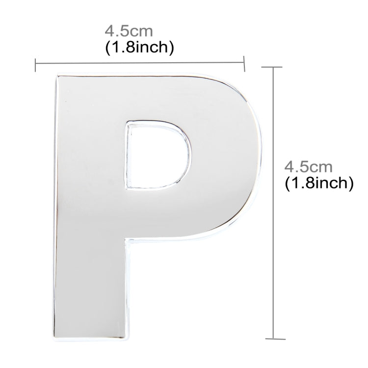 Car Vehicle Badge Emblem 3D English Letter P Self-adhesive Sticker Decal, Size: 4.5*4.5*0.5cm - 3D Metal Sticker by buy2fix | Online Shopping UK | buy2fix