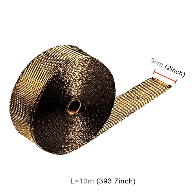 10m Titanium Gold Exhaust Wrap Auto Motor Exhaust Heat Shield Wrap Heat Resistant Wrap - In Car by buy2fix | Online Shopping UK | buy2fix