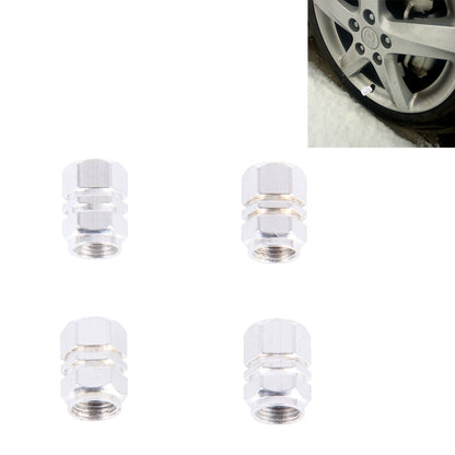4PCS SA Metal Plated Hexagon Shape Universal Tire Valve Stem Cap(Silver) - In Car by buy2fix | Online Shopping UK | buy2fix