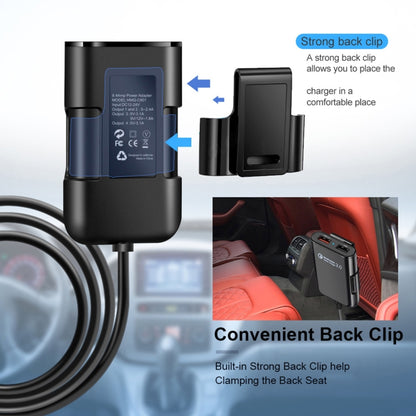 HMQ-C801 1.8m 8A Max 4 Ports USB Car Charger with Extending USB HUB for Front & Back Seat Charging (Black) - In Car by buy2fix | Online Shopping UK | buy2fix