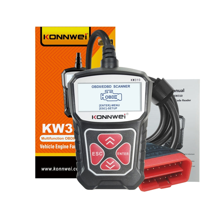 KONNWEI KW310 OBD Car Fault Detector Code Reader ELM327 OBD2 Scanner Diagnostic Tool(Black) - Code Readers & Scan Tools by KONNWEI | Online Shopping UK | buy2fix