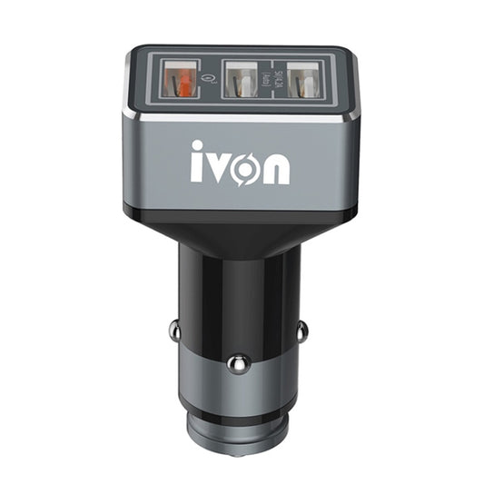 IVON CC36 39W 7.2A QC 3.0 USB + Dual USB Car Charger with Ambient Light - Car Charger by IVON | Online Shopping UK | buy2fix