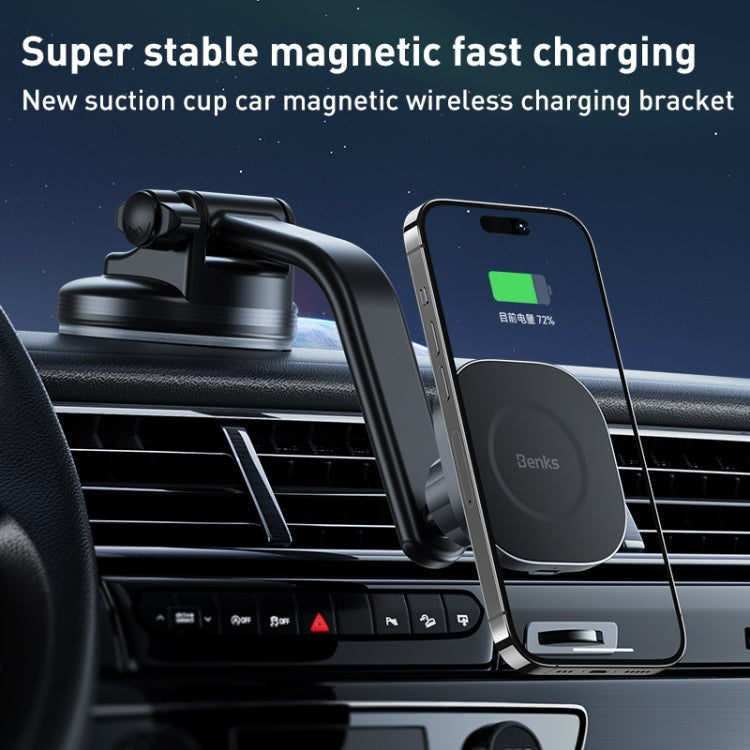 Benks CZ02 Pro 15W Magnetic Wireless Car Charger Phone Holder(Black) - Wireless Charger Holders by Benks | Online Shopping UK | buy2fix