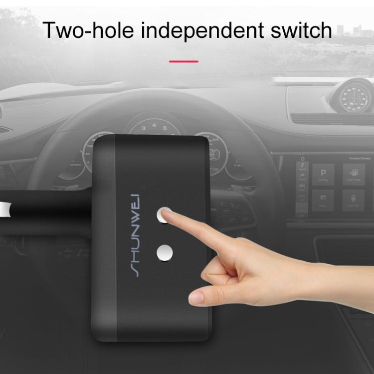 SHUNWEI SD-1925 120W 3A Car 2 in 1 Dual USB Charger 90 Degree Free Rotation Cigarette Lighter(Black) -  by SHUNWEI | Online Shopping UK | buy2fix