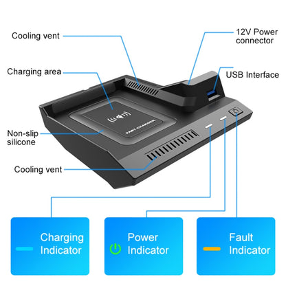 HFC-1021 Car Qi Standard Wireless Charger 10W Quick Charging for Mercedes-Benz C Class 2015-2021, Left and Right Driving - In Car by buy2fix | Online Shopping UK | buy2fix