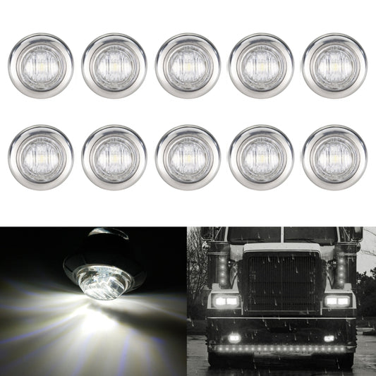 10 PCS MK-118 3/4 inch Metal Frame Car / Truck 3LEDs Side Marker Indicator Lights Bulb Lamp (White Light) - In Car by buy2fix | Online Shopping UK | buy2fix