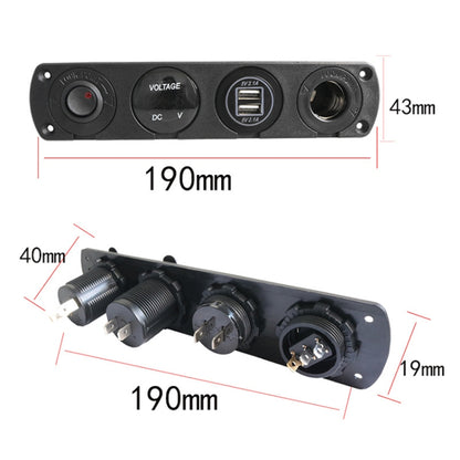 3 PCS 4-hole Panel Combination Switch Dual USB 4.2A Power Plug with Voltmeter (Green Light) - In Car by buy2fix | Online Shopping UK | buy2fix