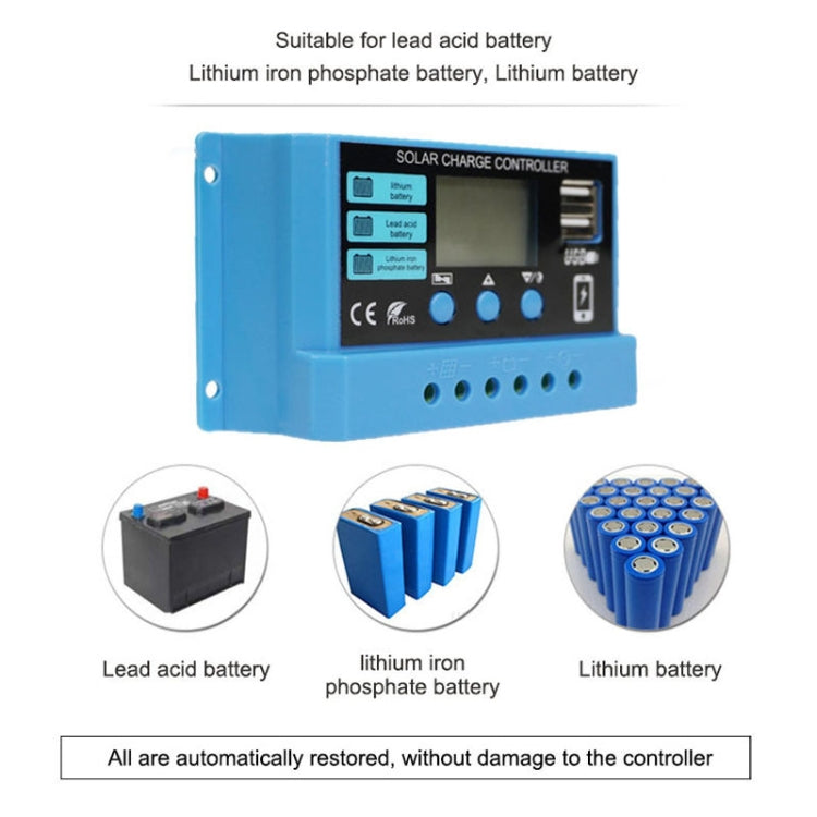 20A Solar Charge Controller 12V / 24V Lithium Lead-Acid Battery Charge Discharge PV Controller - In Car by buy2fix | Online Shopping UK | buy2fix