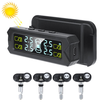 Car High Precision Solar Charging Tire Pressure Monitoring System TPMS, Built-in Beep Sensor - In Car by buy2fix | Online Shopping UK | buy2fix