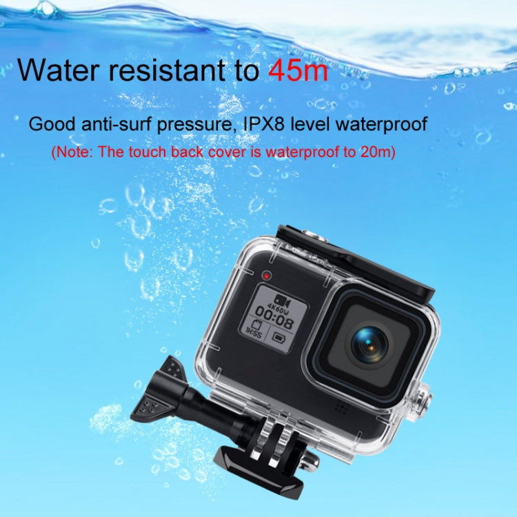 45m Waterproof Case + Touch Back Cover + Purple Red Pink Lens Filter for GoPro HERO8 Black - DJI & GoPro Accessories by buy2fix | Online Shopping UK | buy2fix