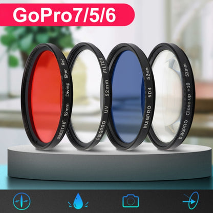 RUIGPRO for GoPro HERO 7/6 /5 Professional 52mm Red Color Lens Filter with Filter Adapter Ring & Lens Cap - DJI & GoPro Accessories by RUIGPRO | Online Shopping UK | buy2fix