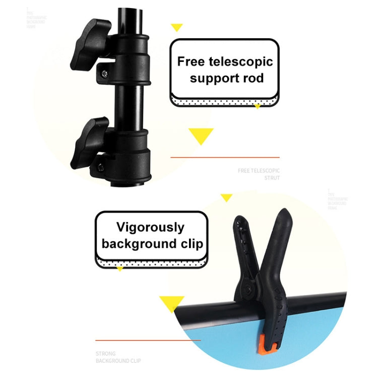 100x200cm T-Shape Photo Studio Background Support Stand Backdrop Crossbar Bracket Kit with Clips, No Backdrop - Camera Accessories by buy2fix | Online Shopping UK | buy2fix